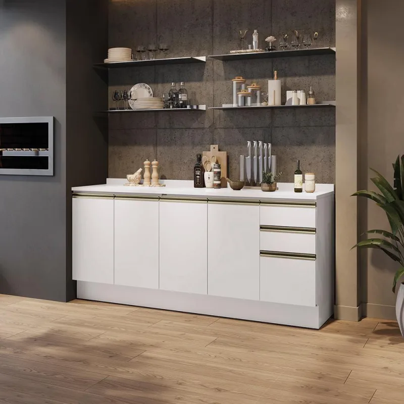 Balcões De Cozinha 100% Mdf 200cm Branco Celeste Kappesberg - Kappesberg - Utilidades Domesticas