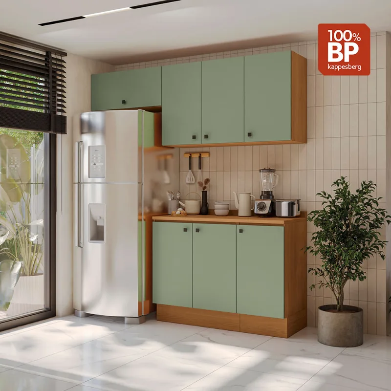 Armário de Cozinha Compacta 200cm Tapajós/Verde Frevo Pixel Kappesberg