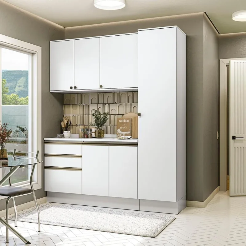 Armário De Cozinha Compacta 100% Mdf 190cm Branco Celeste Kappesberg - kappesberg