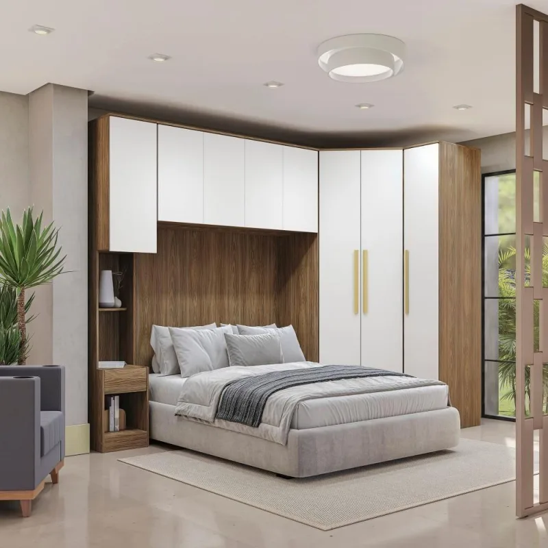 Quarto Completo Kappesberg Adapt 7 Peças Nogueira/branco - Kappesberg - Móveis
