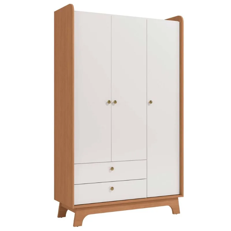 Armário 3 Portas 2 Gavetas Kappesberg Canela/Branco Peça