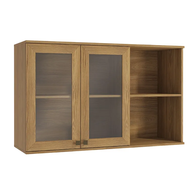 Armário Aéreo com Vidro Reflecta Celeste Kappesberg 100% MDF Nogueira