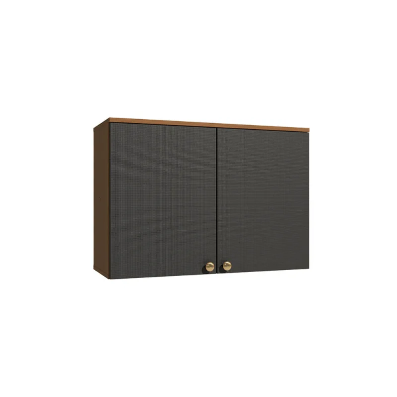 Armário Aéreo 2 Portas 80cm Elara Kappesberg Canela/Preto - Kappesberg