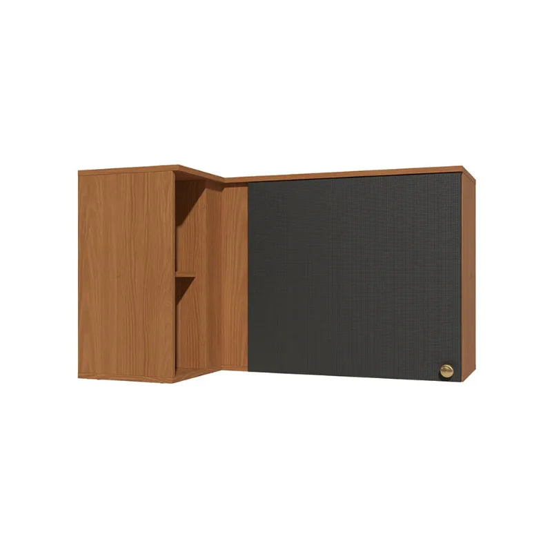 Armário Aéreo de Canto 1 Porta 98cm Elara Kappesberg Canela/Preto - Kappesberg