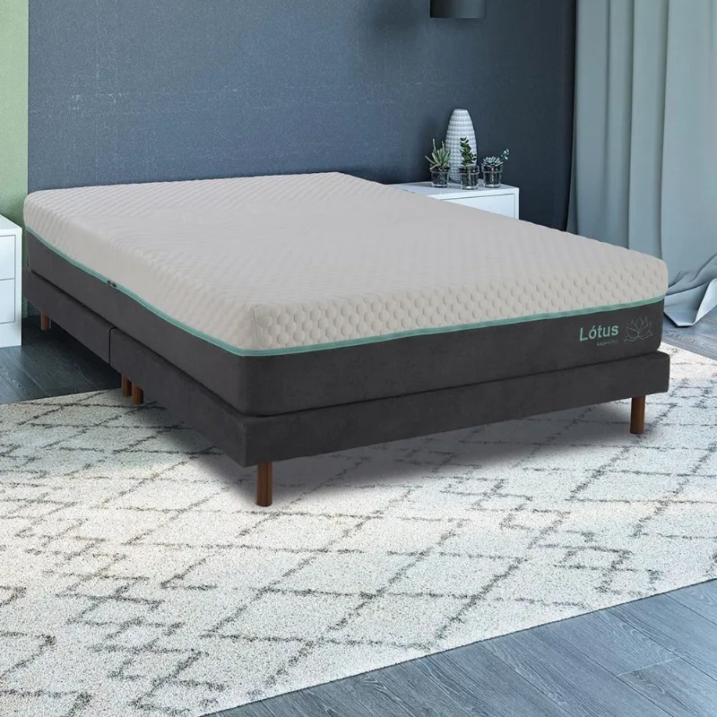 Conjunto Sommier e Colchão Casal Lotus Mola D33 138x188cm Titânio Kappesberg