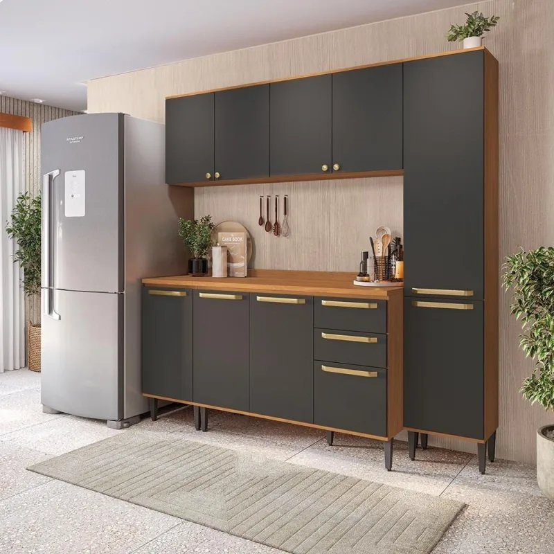 Cozinha Completa Elara 9 Portas 3 Gavetas MDP 230CM Kappesberg - Kappesberg