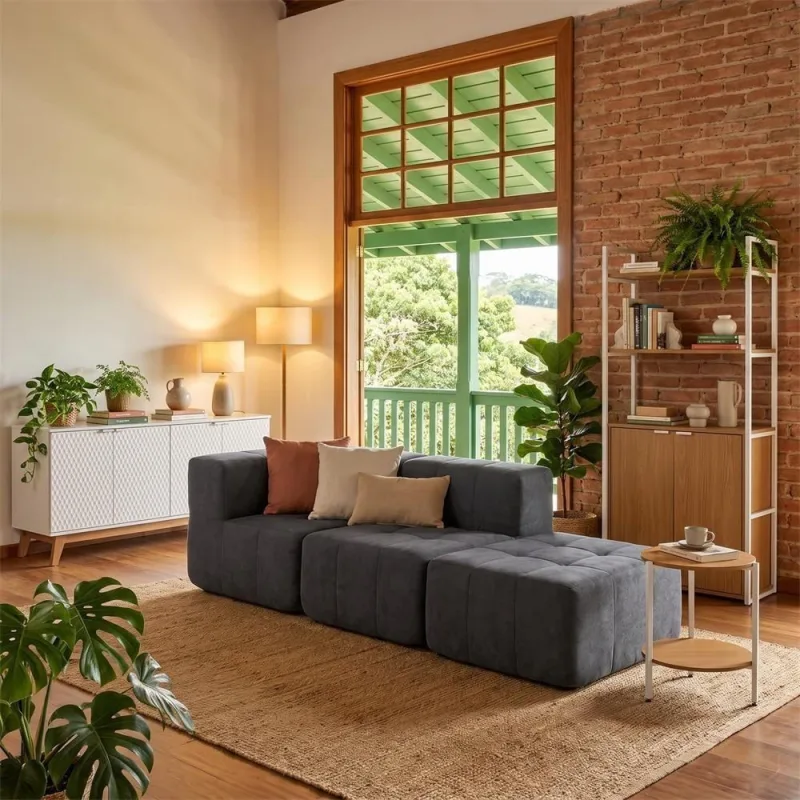 Sofá Modular 3 Lugares Kappesberg Boucle Titanio - Kappesberg
