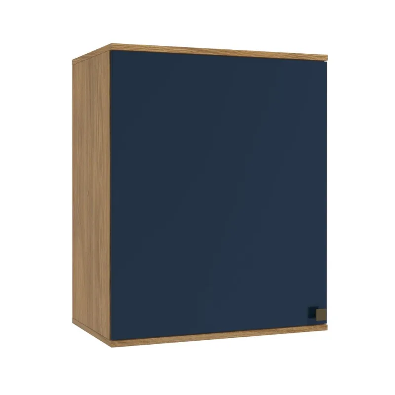 Armário Aéreo Celeste Kappesberg 100% MDF 1 Porta Nogueira/Azul 60cm