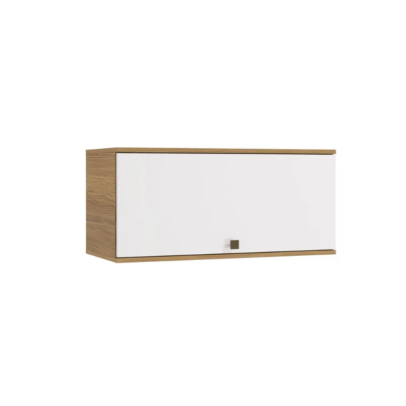 Armário Aéreo Celeste Kappesberg 100% MDF 1 Porta Basculante Nogueira/Branco 80cm