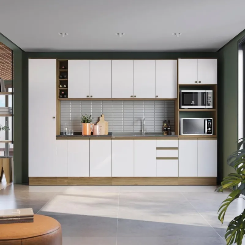Cozinha Modulada Celeste Kappesberg 100% Mdf Nogueira/branco - Kappesberg - Utilidades Domesticas