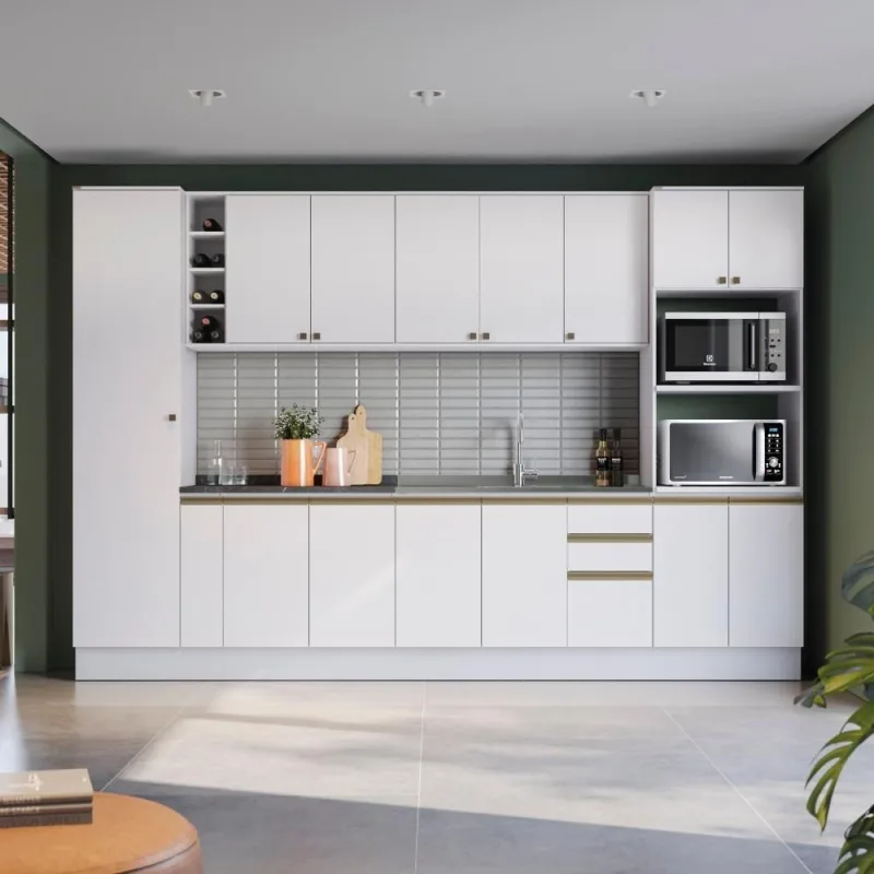 Cozinha Modulada Celeste Kappesberg 100% Mdf Branco 340cm - Kappesberg - Utilidades Domesticas