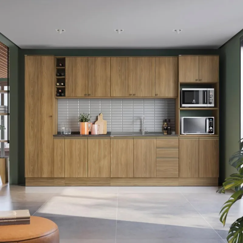 Cozinha Modulada Celeste Kappesberg 100% Mdf Nogueira 340cm - Kappesberg - Utilidades Domesticas
