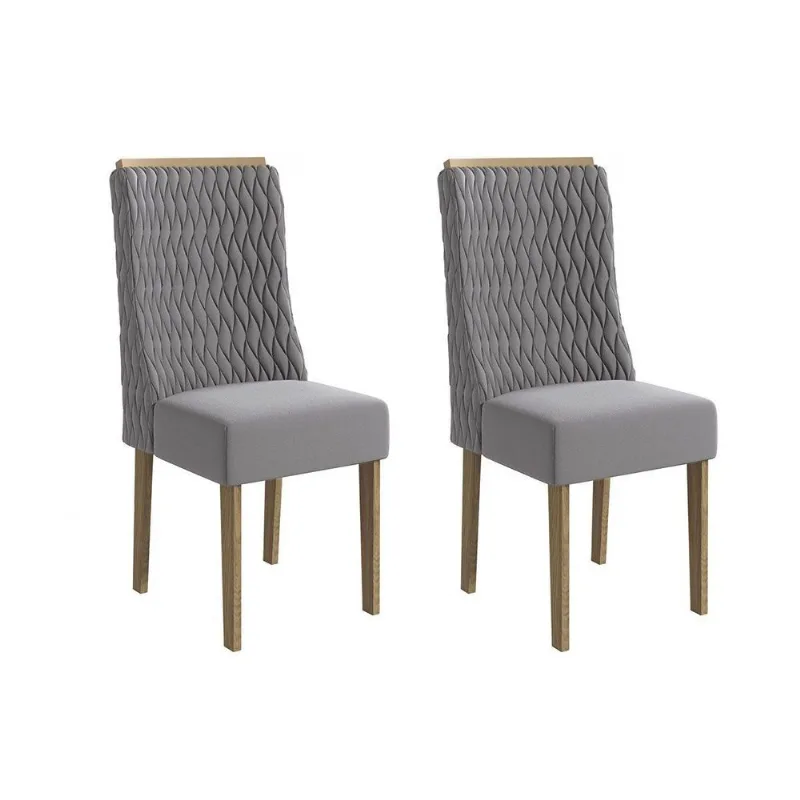 Cadeira Sala de Jantar Jasmim 2CAD158 Madeirado Kit 2 Un Canela/Suede Cinza - Kappesberg