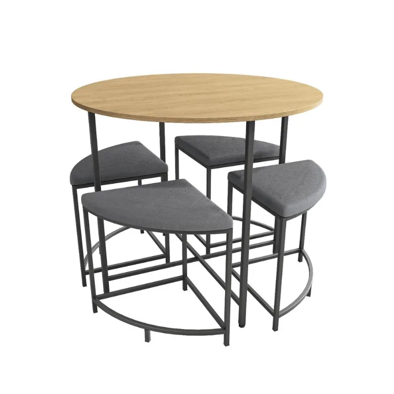 Mesa com 4 Bancos Estofados Freijó|Preto Fosco Kappesberg