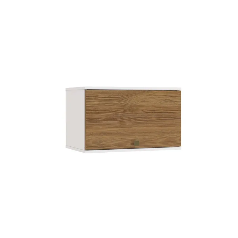 Armário Aéreo Celeste Kappesberg 100% MDF 1 Porta Basculante Branco/Nogueira 60cm - Kappesberg