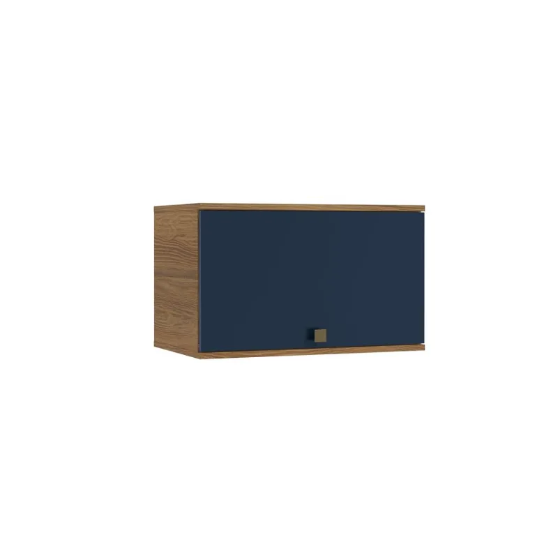 Armário Aéreo Celeste Kappesberg 100% MDF 1 Porta Basculante Nogueira/Azul 60cm
