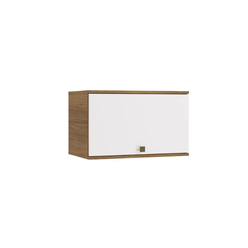 Armário Aéreo Celeste Kappesberg 100% MDF 1 Porta Basculante Nogueira/Branco 60cm - Kappesberg