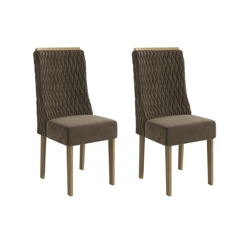 Cadeira Sala de Jantar Jasmim 2CAD158 Madeirado Kit 2 Un Canela/Suede Capuccino - Kappesberg