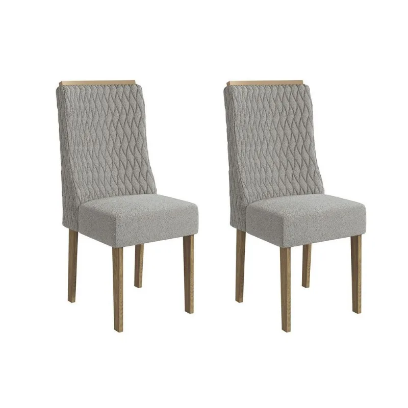 Cadeira Sala de Jantar Jasmim 2CAD158 Madeirado Kit 2 Un Canela/Boucle Cinza - Kappesberg