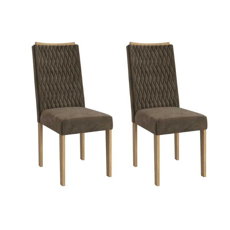 Cadeira Sala de Jantar Aura 2CAD157 Madeirado Kit 2 Un Carvalho/Suede Capuccino - Kappesberg