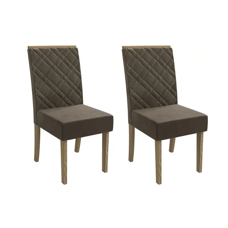 Cadeira Sala de Jantar Gardênia 2CAD149 Madeirado Kit 2 Un Canela/Suede Capuccino - Kappesberg
