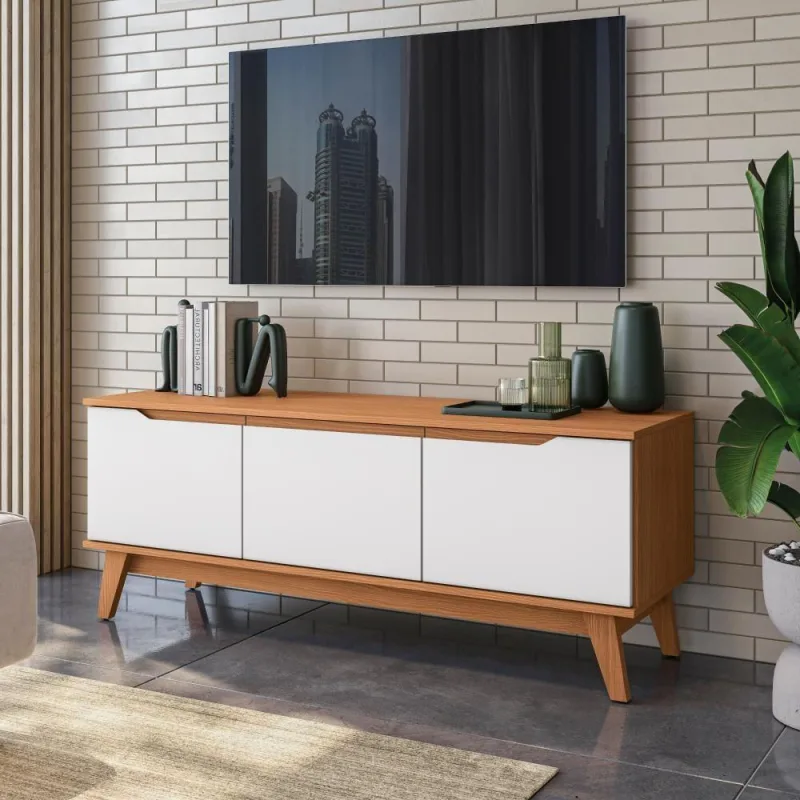 Rack Kappesberg 3 Portas Canela/branco 136cm - Kappesberg