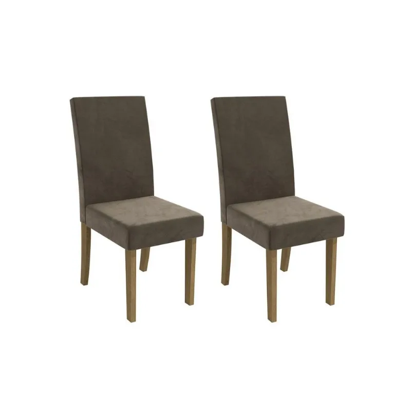 Cadeira Sala de Jantar Dália 2CAD131 Madeirado Kit 2 Un Canela/Suede Capuccino - Kappesberg