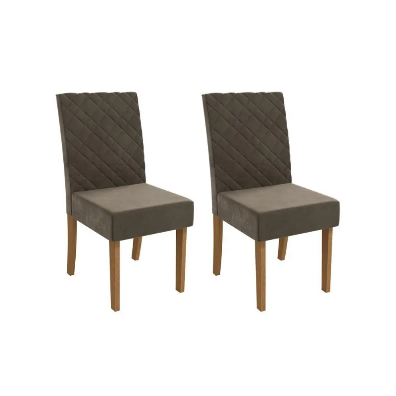 Cadeira Sala de Jantar 2CAD133 Kit 2 Un Canela/Suede Capuccino - Kappesberg
