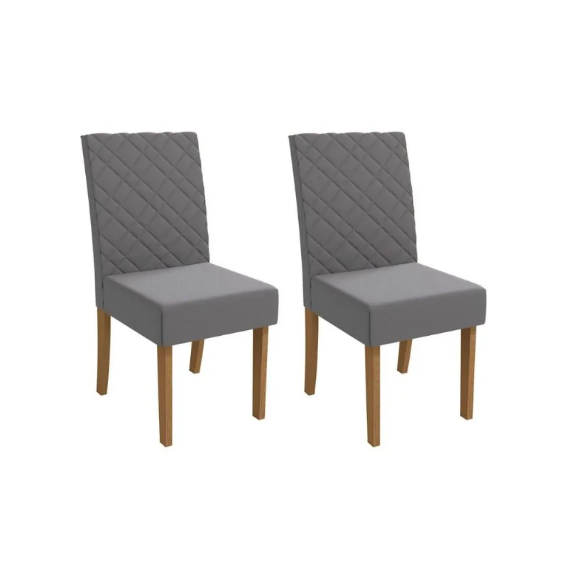 Cadeira Sala de Jantar 2CAD133 Kit 2 Un Canela/Suede Cinza - Kappesberg