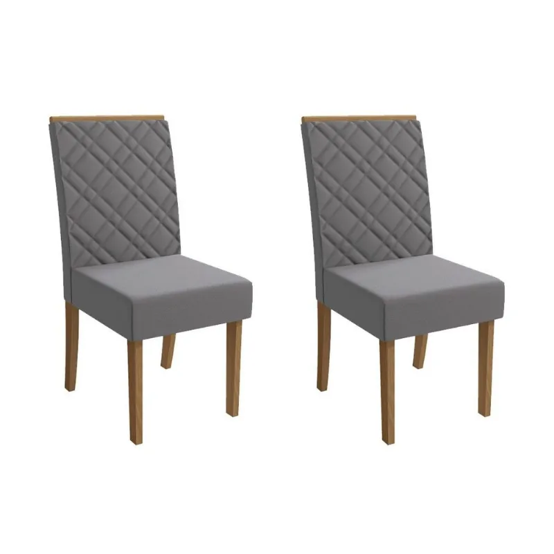 Cadeira Sala de Jantar Gardênia 2CAD149 Madeirado Kit 2 Un Canela/Suede Cinza - Kappesberg