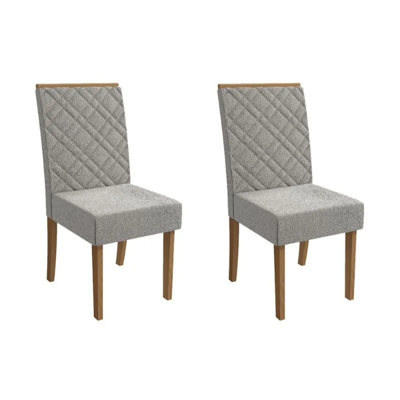 Cadeira Sala de Jantar Gardênia 2CAD149 Madeirado Kit 2 Un Canela/Boucle Cinza - Kappesberg