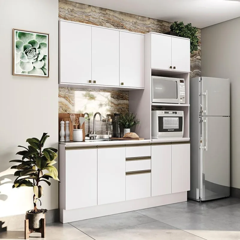 Cozinha Compacta Celeste Kappesberg 100% Mdf Branco 190cm - kappesberg - Móveis