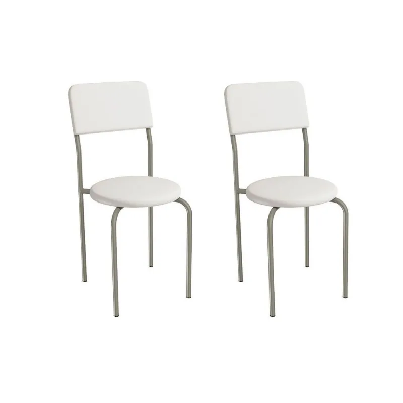 Cadeira Sala de Jantar Mali 2C136NK Aço Kit 2 Un Niquel/ano Branco - Kappesberg