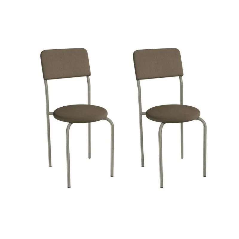 Cadeira Sala de Jantar Mali 2C136NK Aço Kit 2 Un Niquel/Suede Cappuccino - Kappesberg