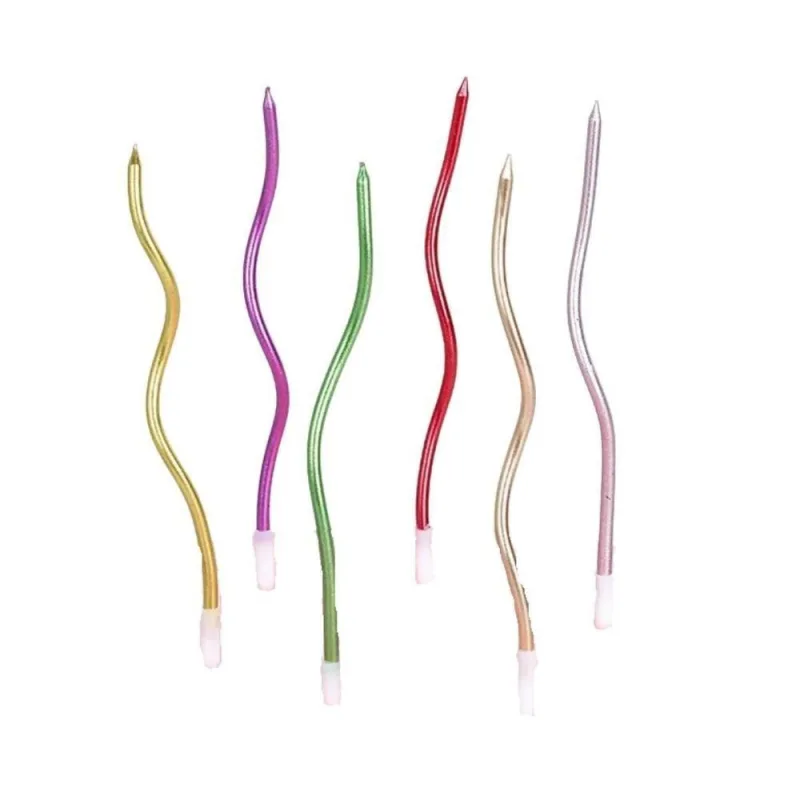 Vela de Aniversário Espiral Metalizada 15,5cm Kit 6 Unidades Colorido Extra Festas - Outros