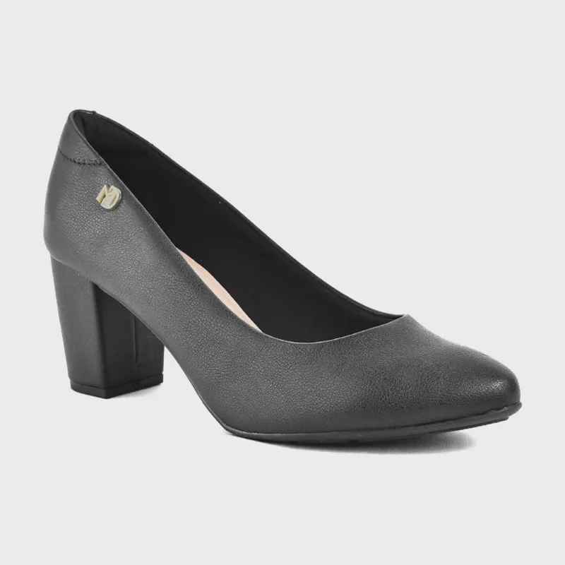 Sapato Modare Casual Salto Alto Bloco Bico Fino Conforto Preto