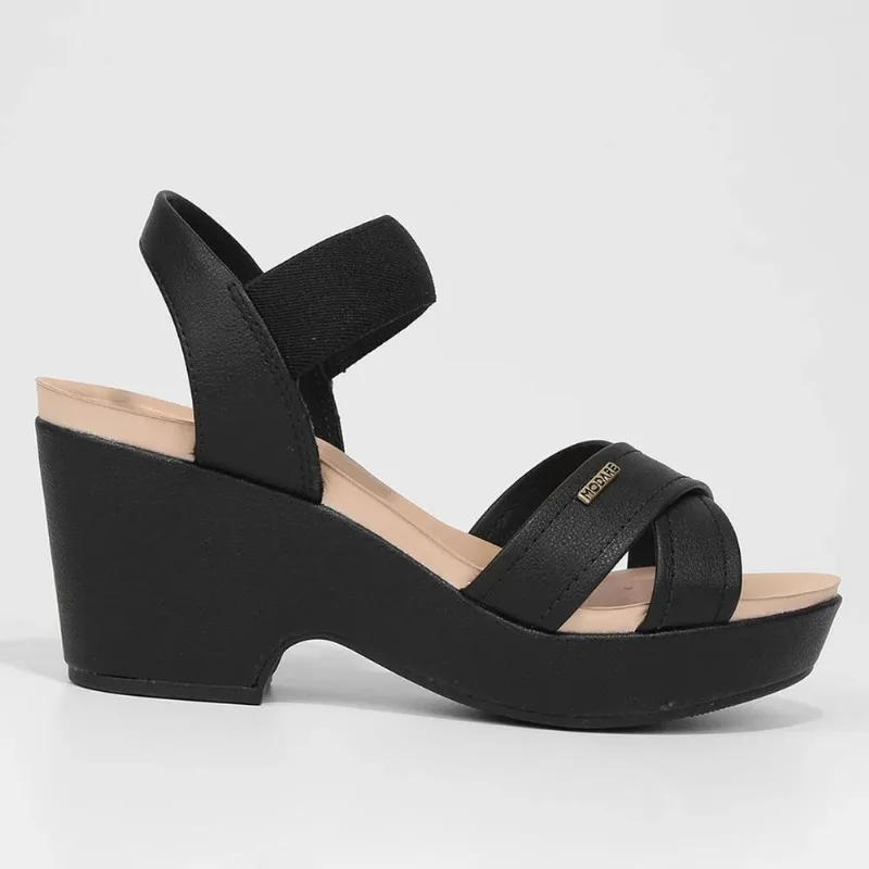 Sandália Modare Anabela Conforto Estilo Preto 039
