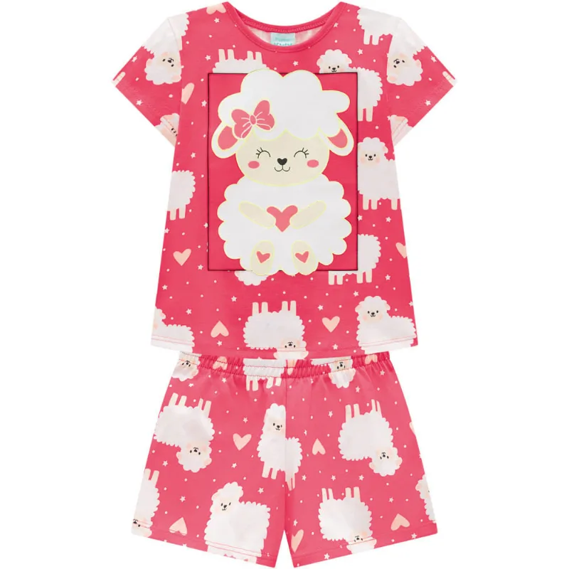 Blusa Estampa Carneirinho - Shorts Pijama Feminino Tam 2