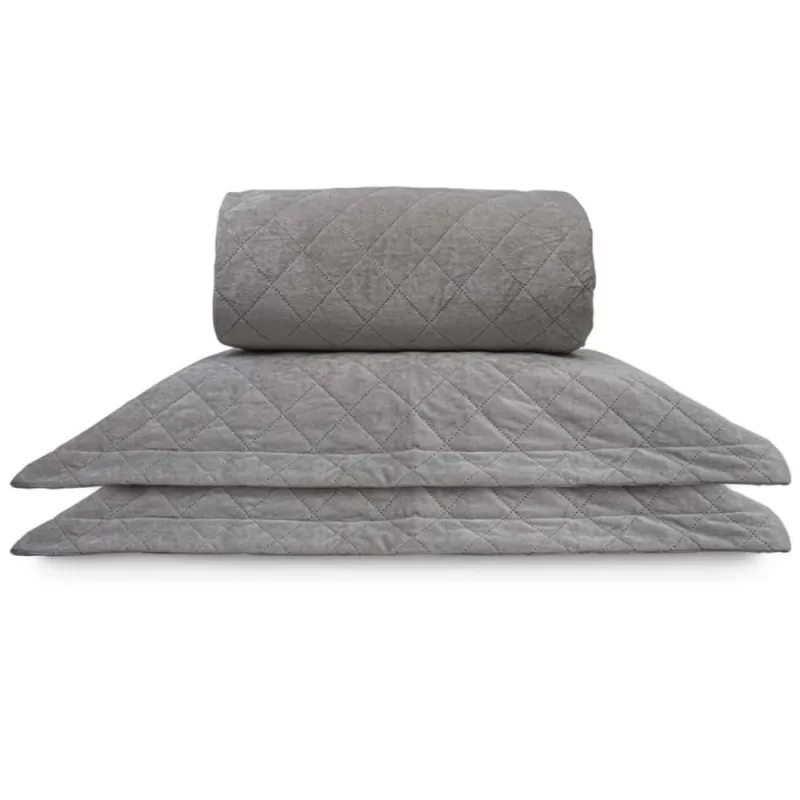 Kit colcha velvet casal 2,20M X 2,40M - grafite
