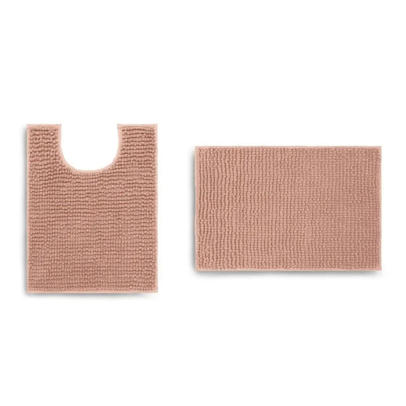 Jogo De Tapete Banheiro Popcorn 2 Peças Antiderrapante Rosa Pele - Apple - Cama, Mesa E Banho