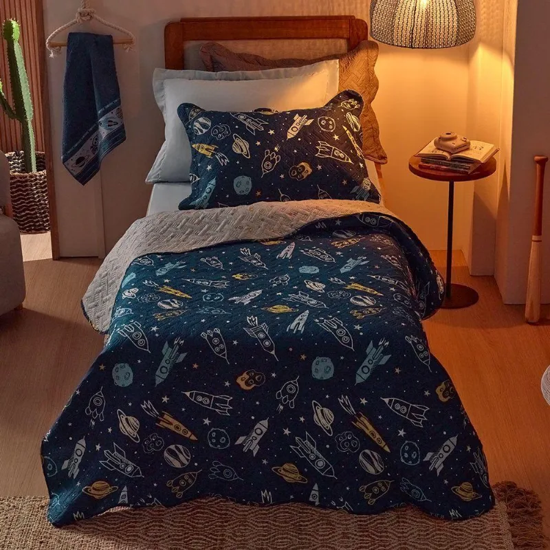 Kit Cobre Leito Solteiro 2 Peças Casual Kids Appel Home Galáxia