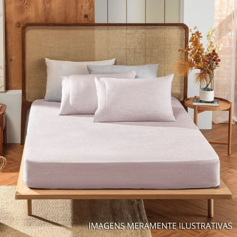 Jogo De Cama Casal Appel Linenn 138X188cm Rosa 3 Peças (MP)