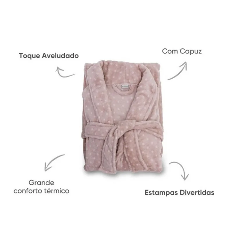 Roupão Feminino Appel Charme M Poá Rosa Blush