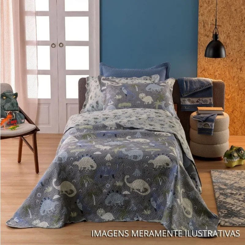 Kit Cobre Leito Solteiro Appel Kids 160X220cm Dino (MP)