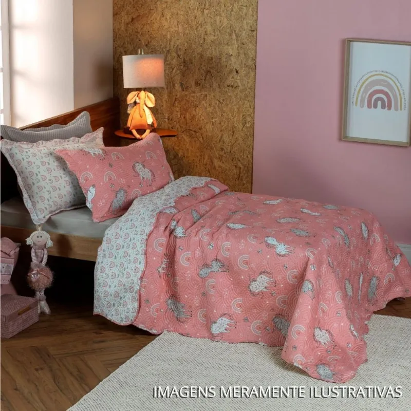 Kit Cobre Leito Solteiro Appel Kids 160X220cm Unicórnio Love (MP) - APPEL