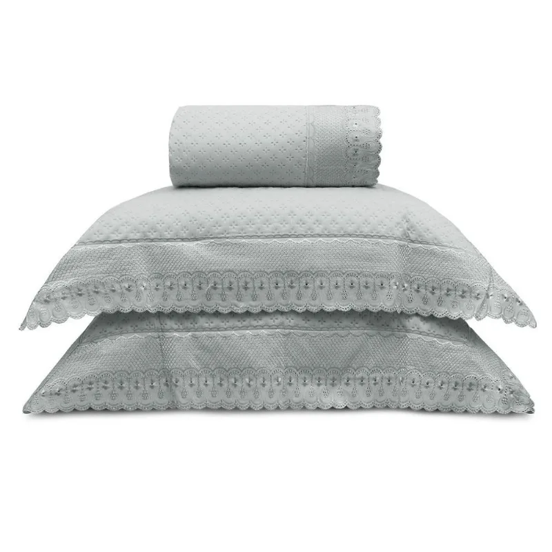 Kit Colcha Queen 3 Peças Appel Bordare Premium Prata (MP)