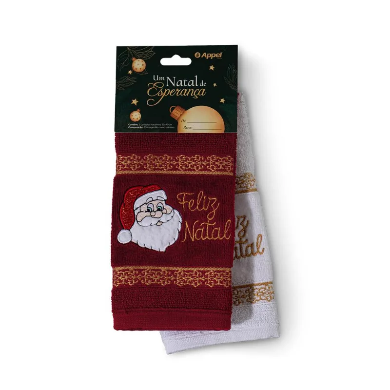 Kit Toalha Lavabo 2Pcs Natal Papai Noel Appel
