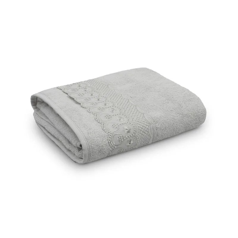 Toalha De Banho Bordare Prata Luxo 68cm X 1,35m Appel