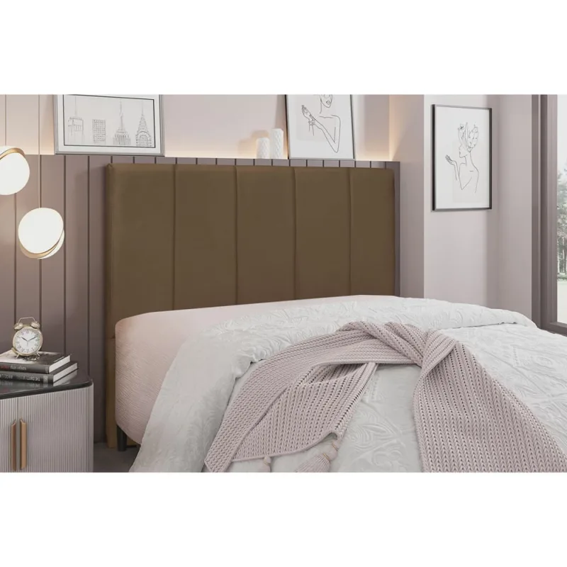 Cabeceira Casal Estofada Suede 160Cm Ravena - Não Disponível - Móveis