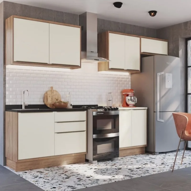 Cozinha Modulada 5 Peças 8 Portas 3 Gavetas com Divisor de Talheres Viena Edez - Não Disponível - Móveis